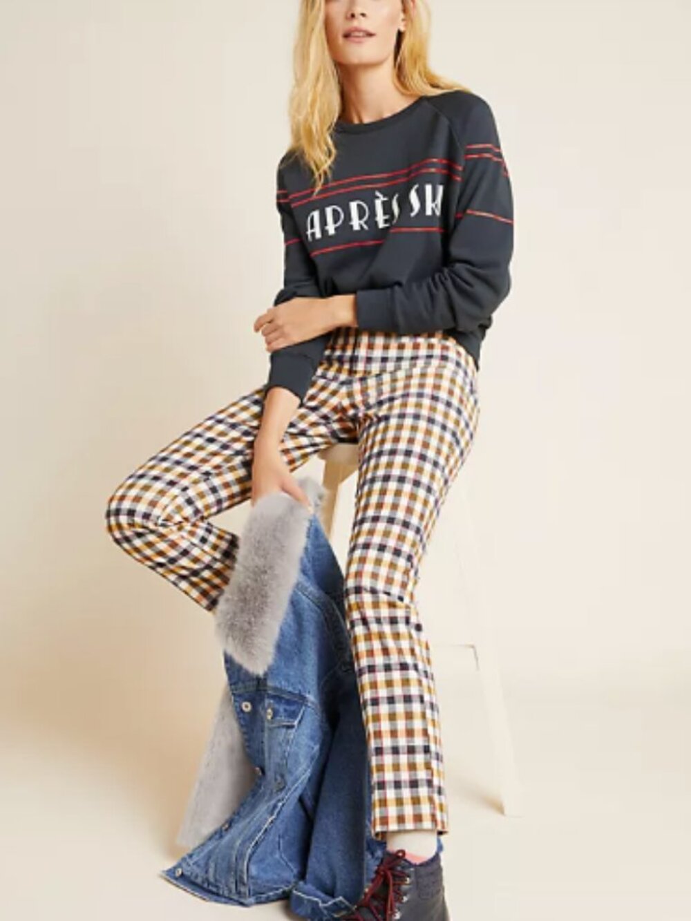 Anthropologie essential collection multicolor plaid corduroy pants ankle size 4